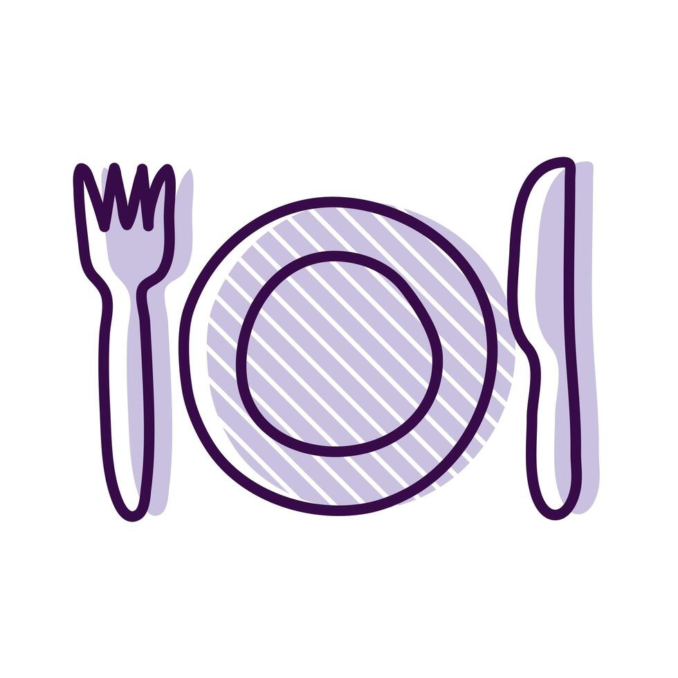 Plate with cutlery line and fill style icon vector design