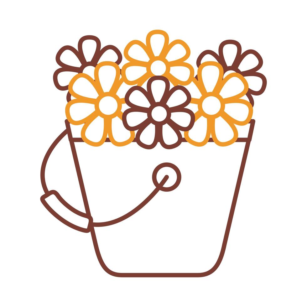 flores dentro de cubo línea estilo icono diseño vectorial vector