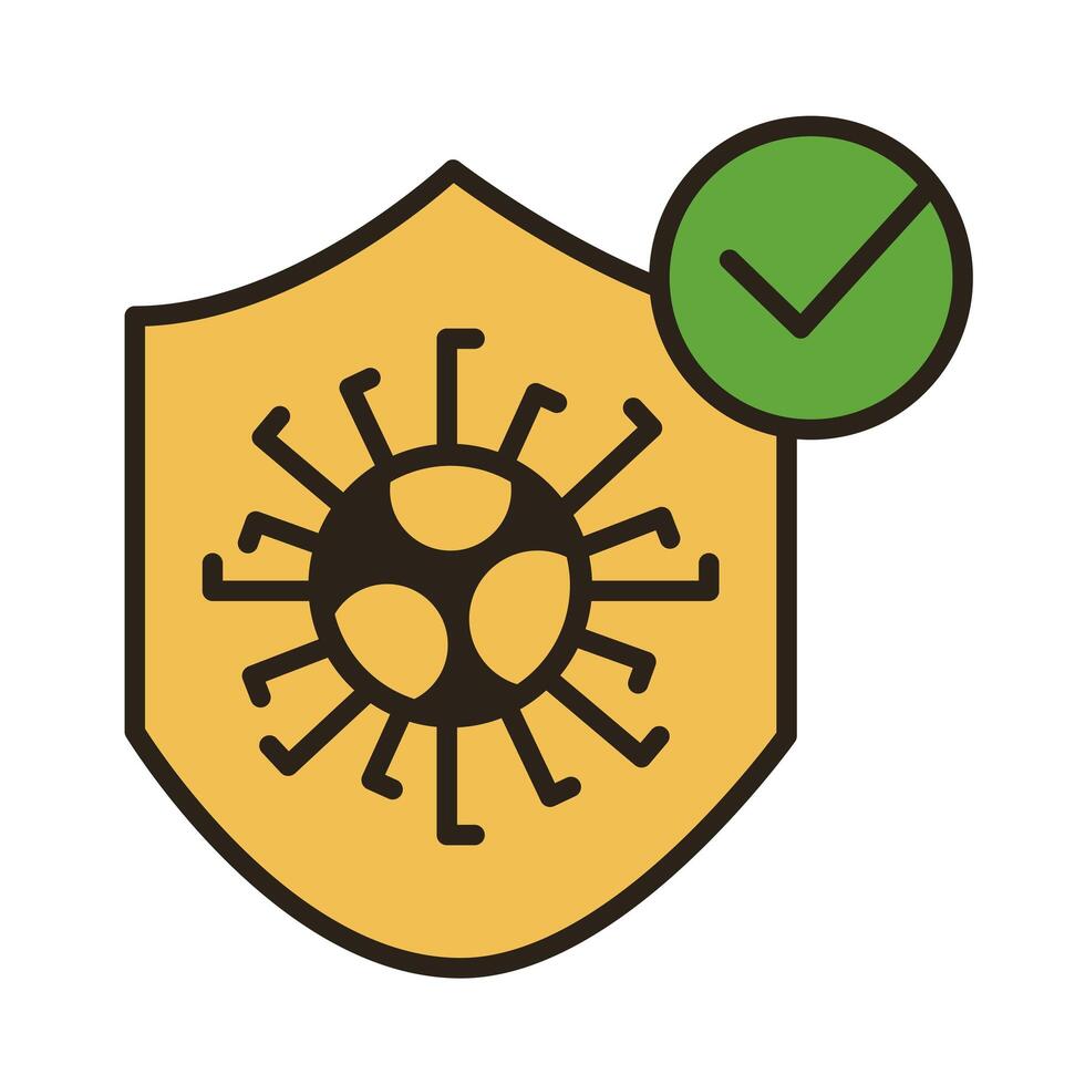 shield with covid19 virus particle line duo color style vector