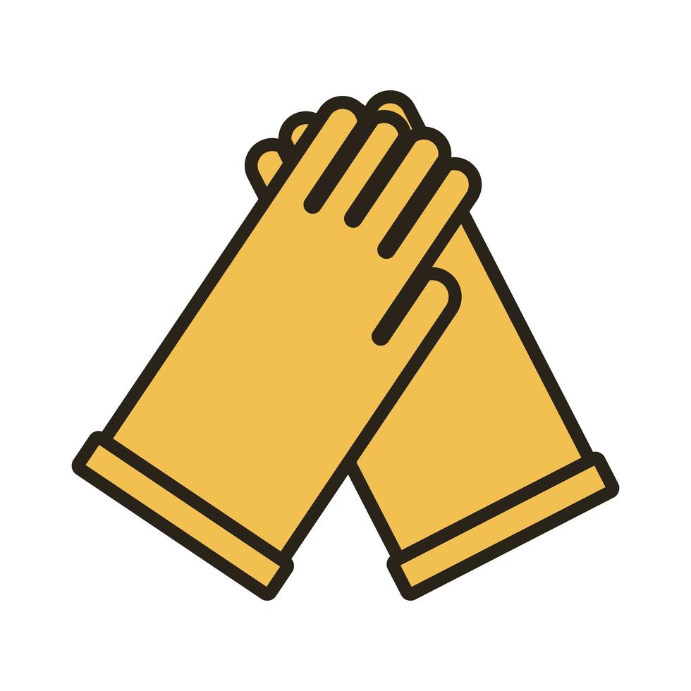 línea de guantes de goma icono de estilo de color dúo vector