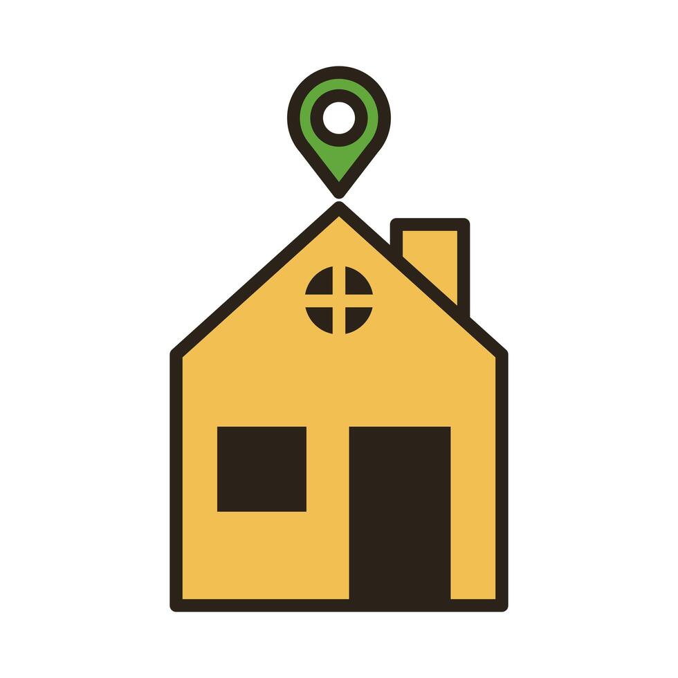 house with pin location line duo color style vector
