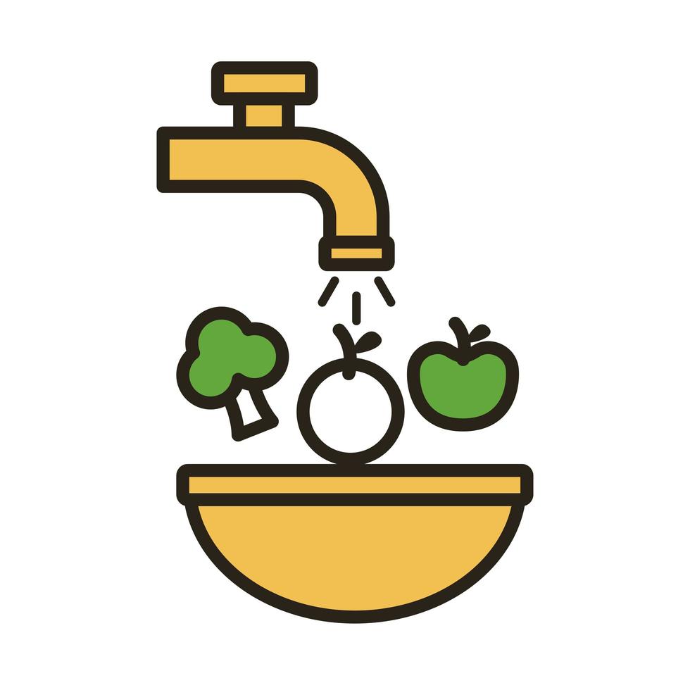 washing the vegetables healthy line duo color style vector