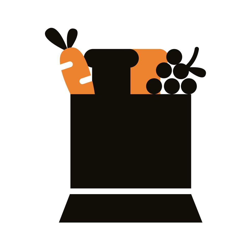 groceries in paper bag delivery service silhouette style vector
