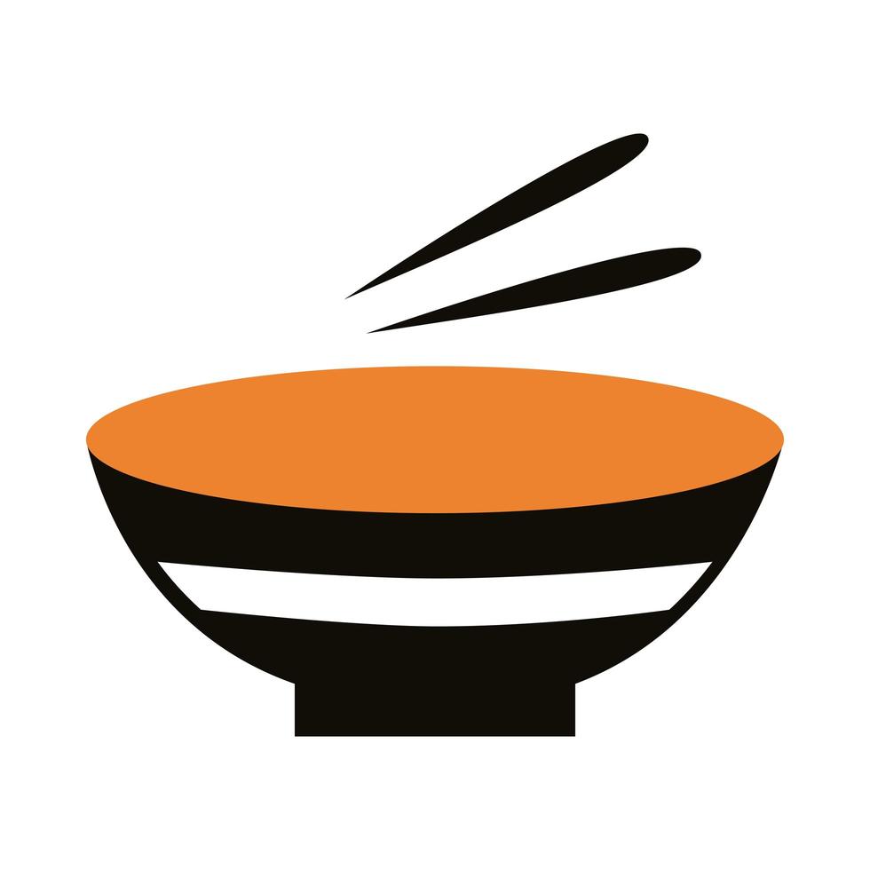 dish with chopstick silhouette style icon vector