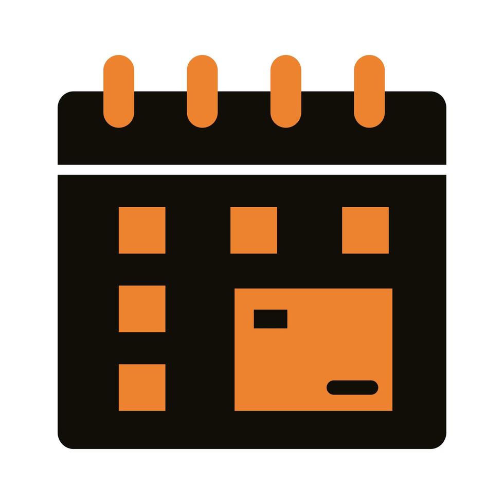 calendar with box carton delivery service silhouette style vector