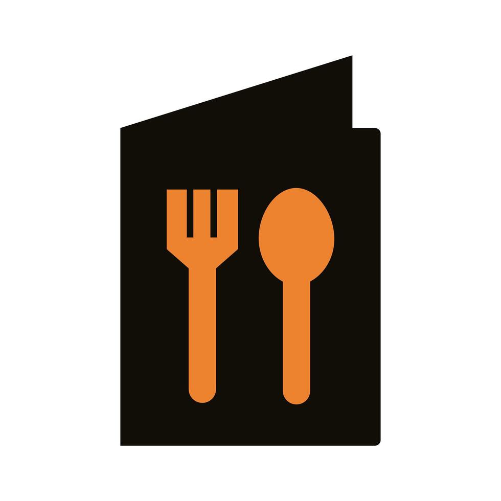 menu with fork and spoon delivery service silhouette style vector