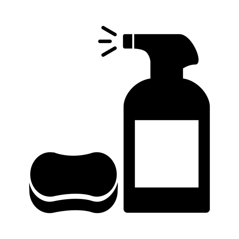 soap bar with spray bottle medical product silhouette style vector