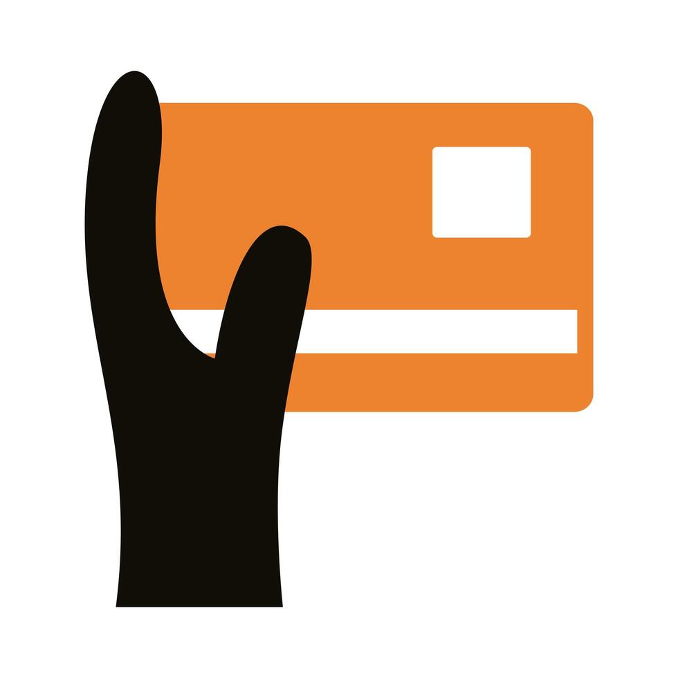 hand with credit card silhouette style icon vector