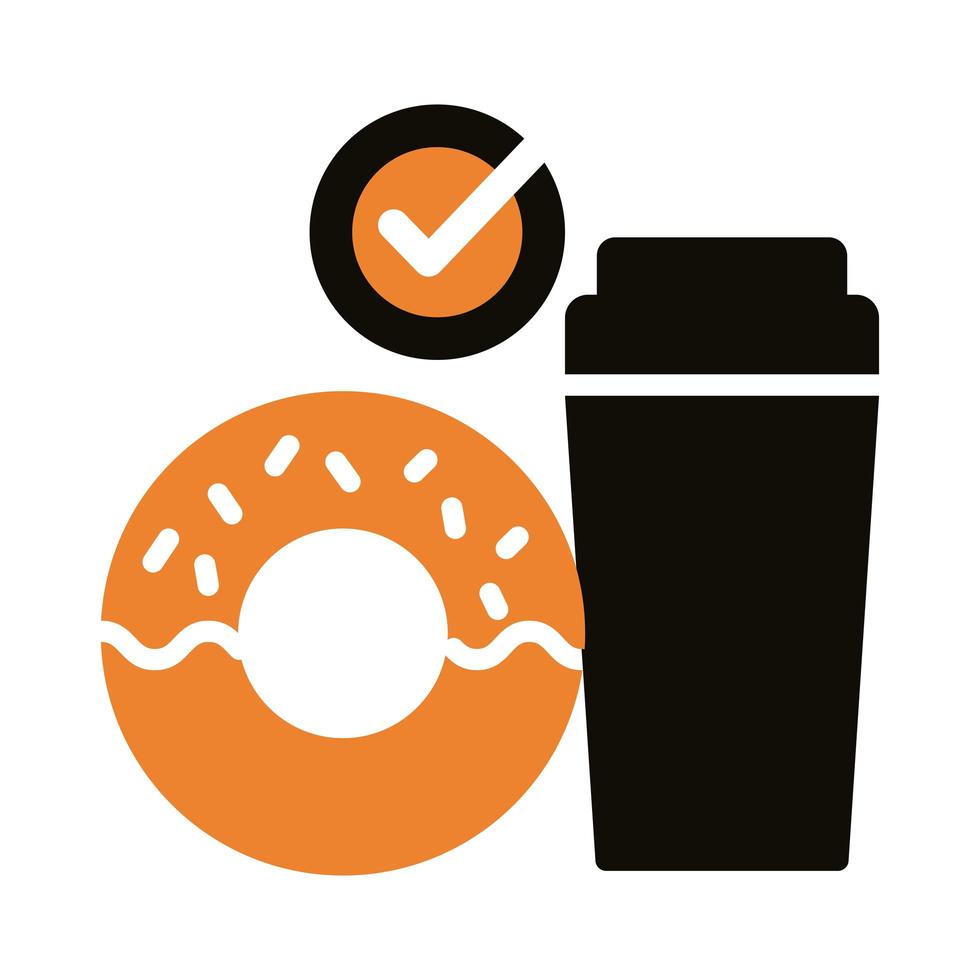 icono de estilo de silueta de soda y donut vector