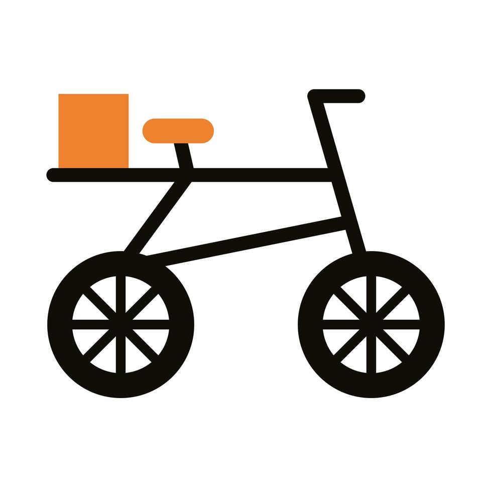 Bicicleta con estilo de silueta de servicio de entrega de caja de cartón vector