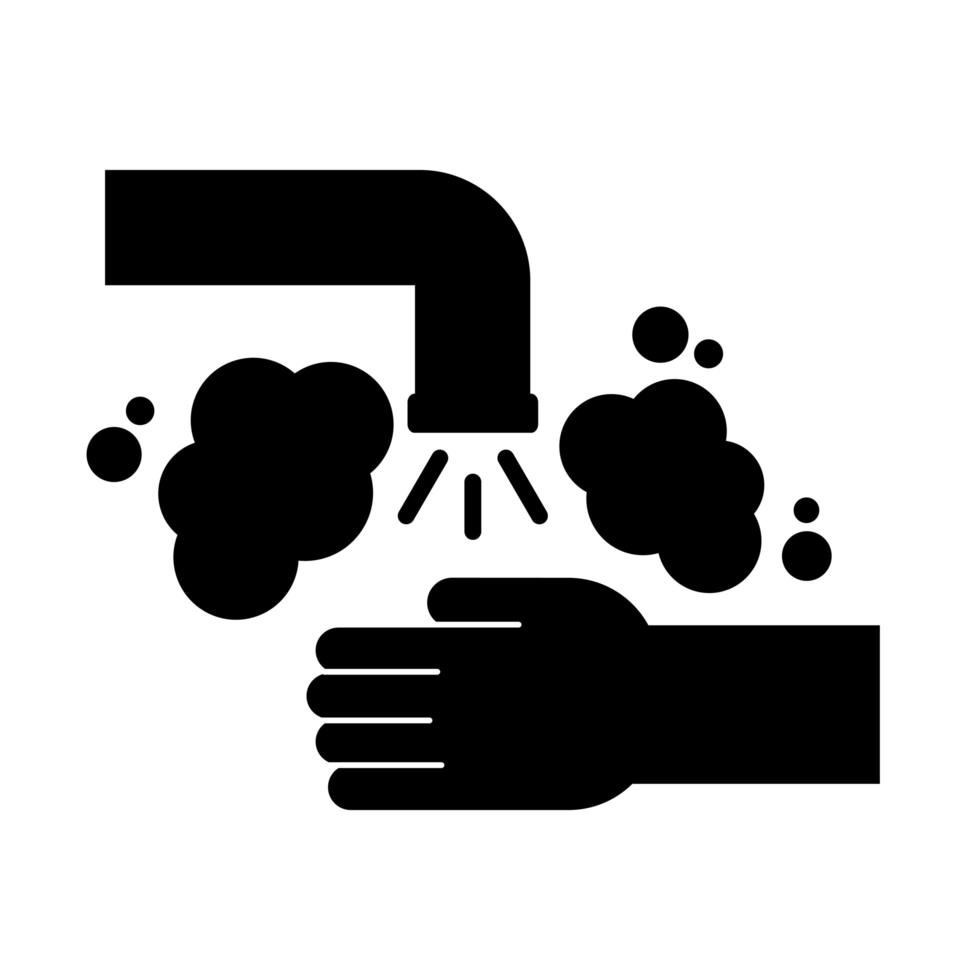 icono de estilo de silueta de lavado de manos vector