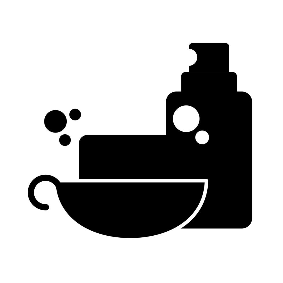 soap bar with spray bottle medical product silhouette style vector