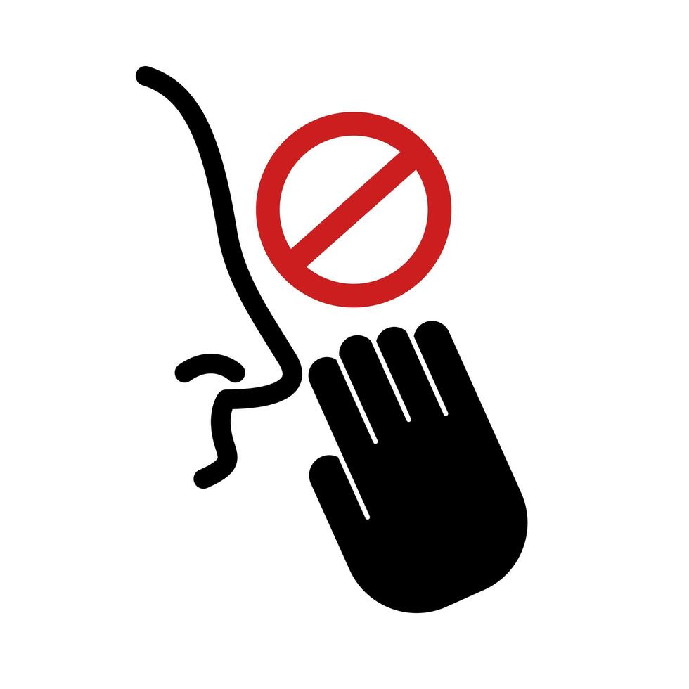 dont touch nose with flu silhouette style icon vector