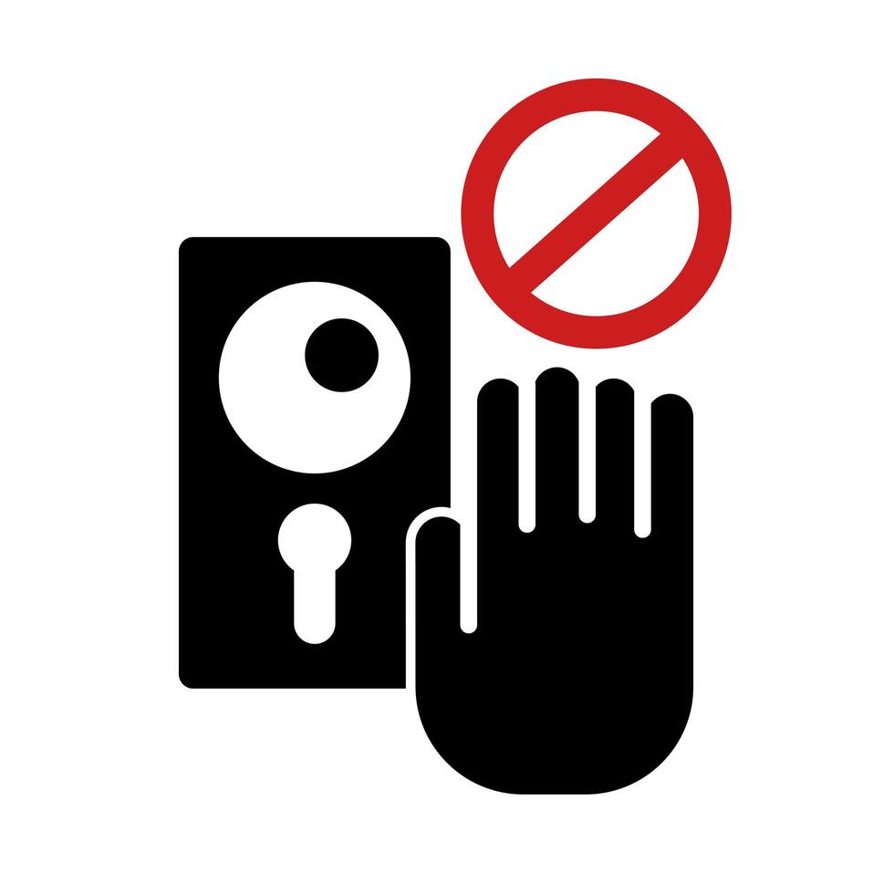 hand touching door handle denied silhouette style vector