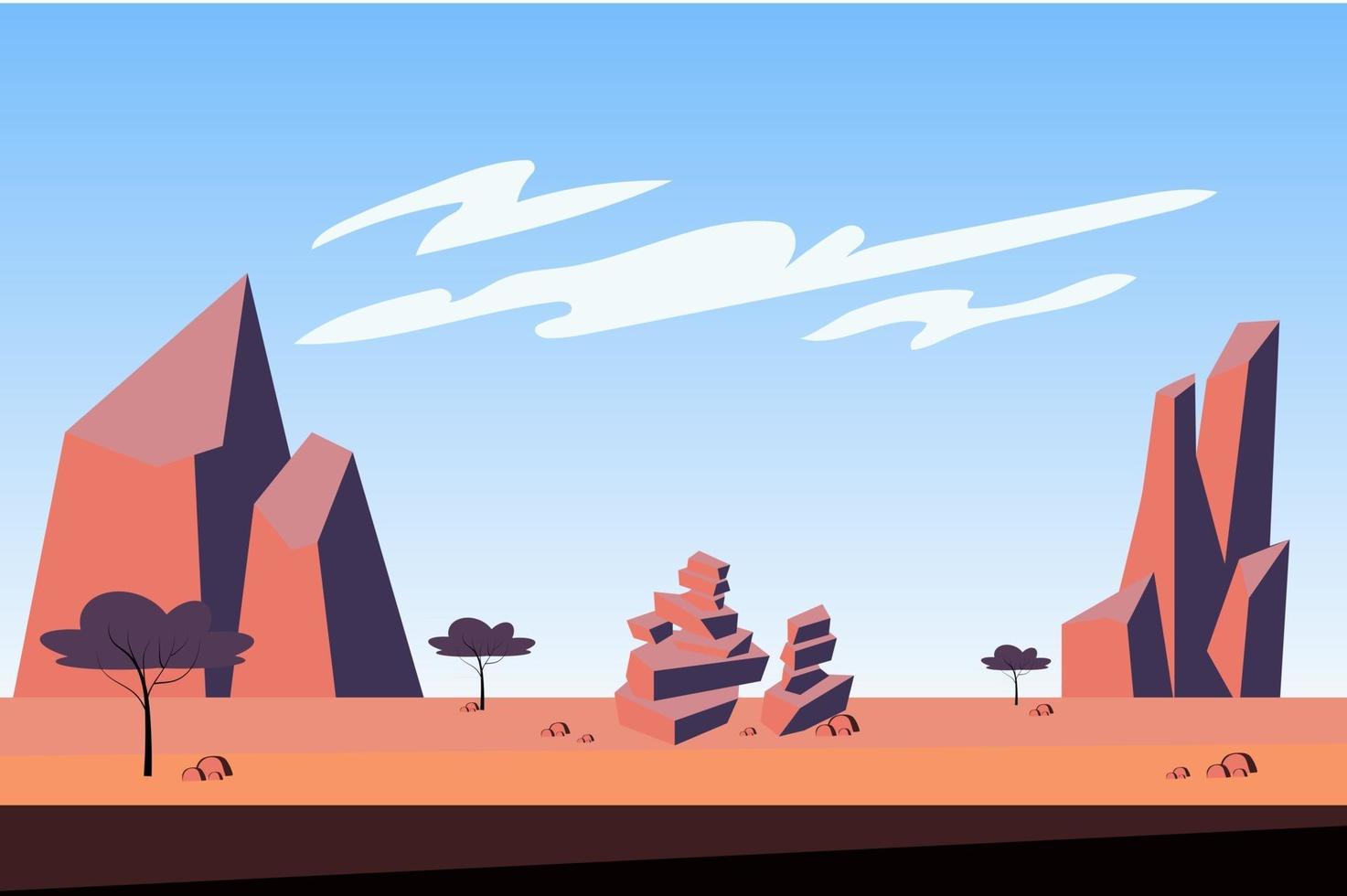 Mountains at desert landscape background vector