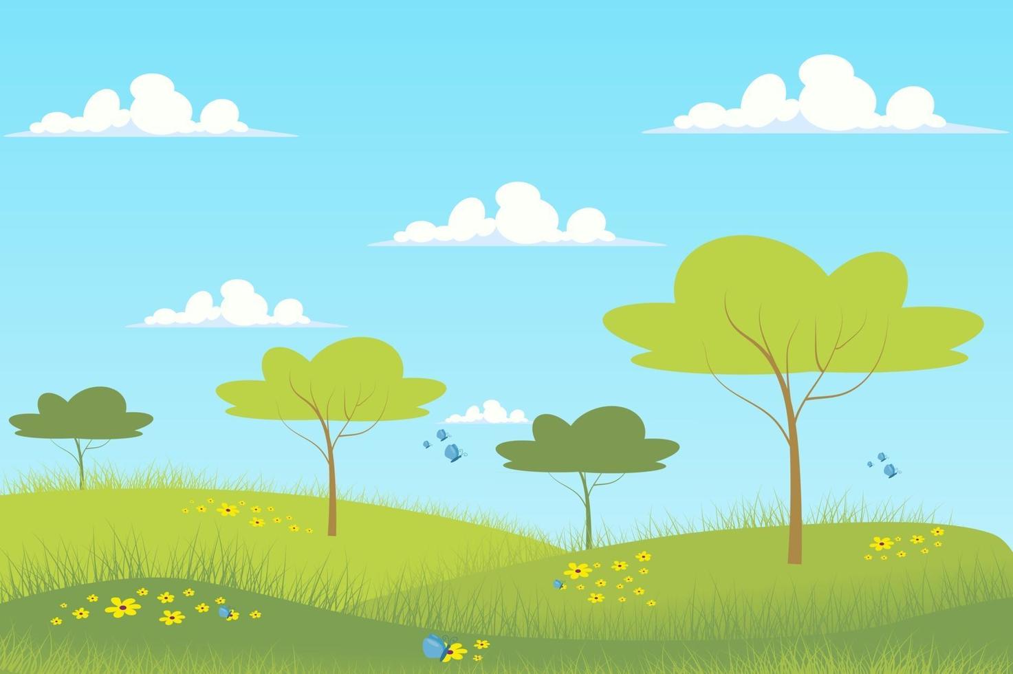 fondo de paisaje de prado verde de primavera vector