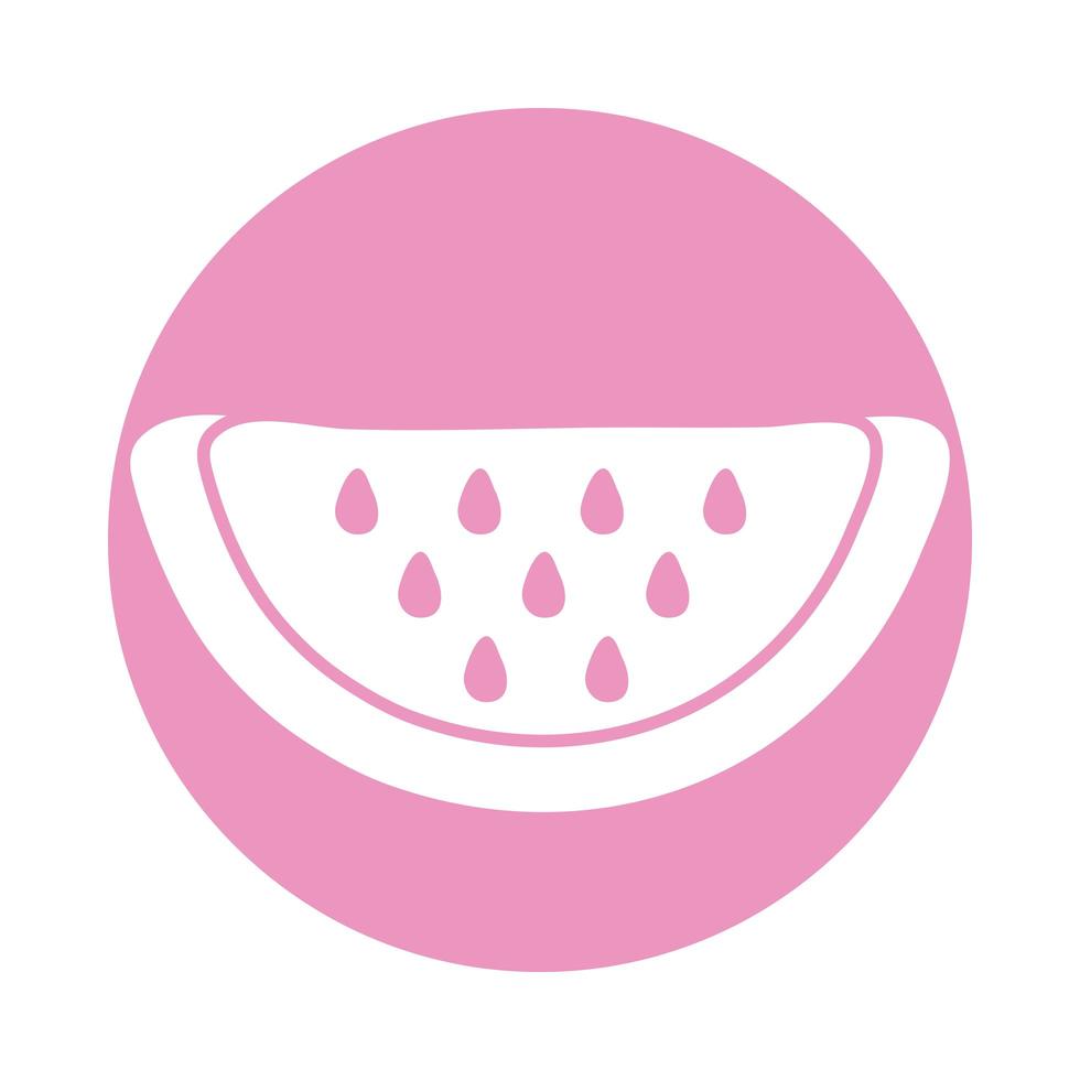 icono de bloque de fruta fresca de sandía vector