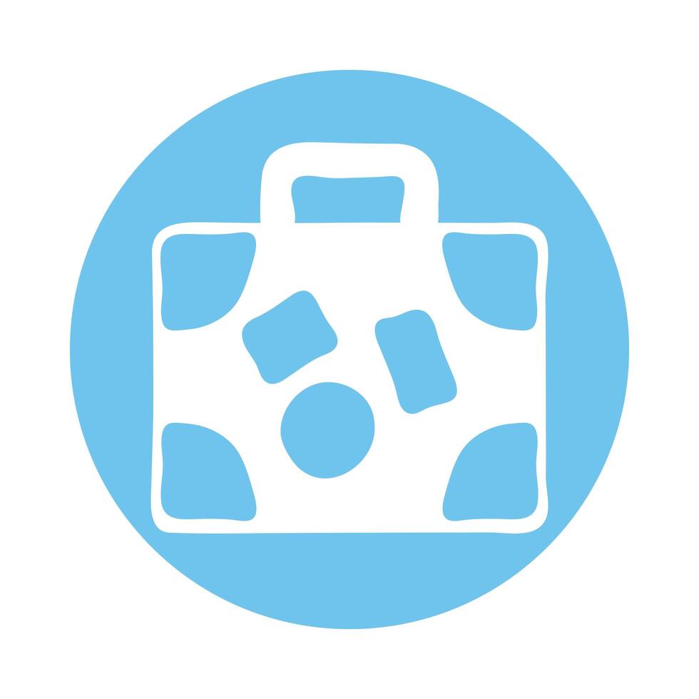 suitcase travel block style icon vector