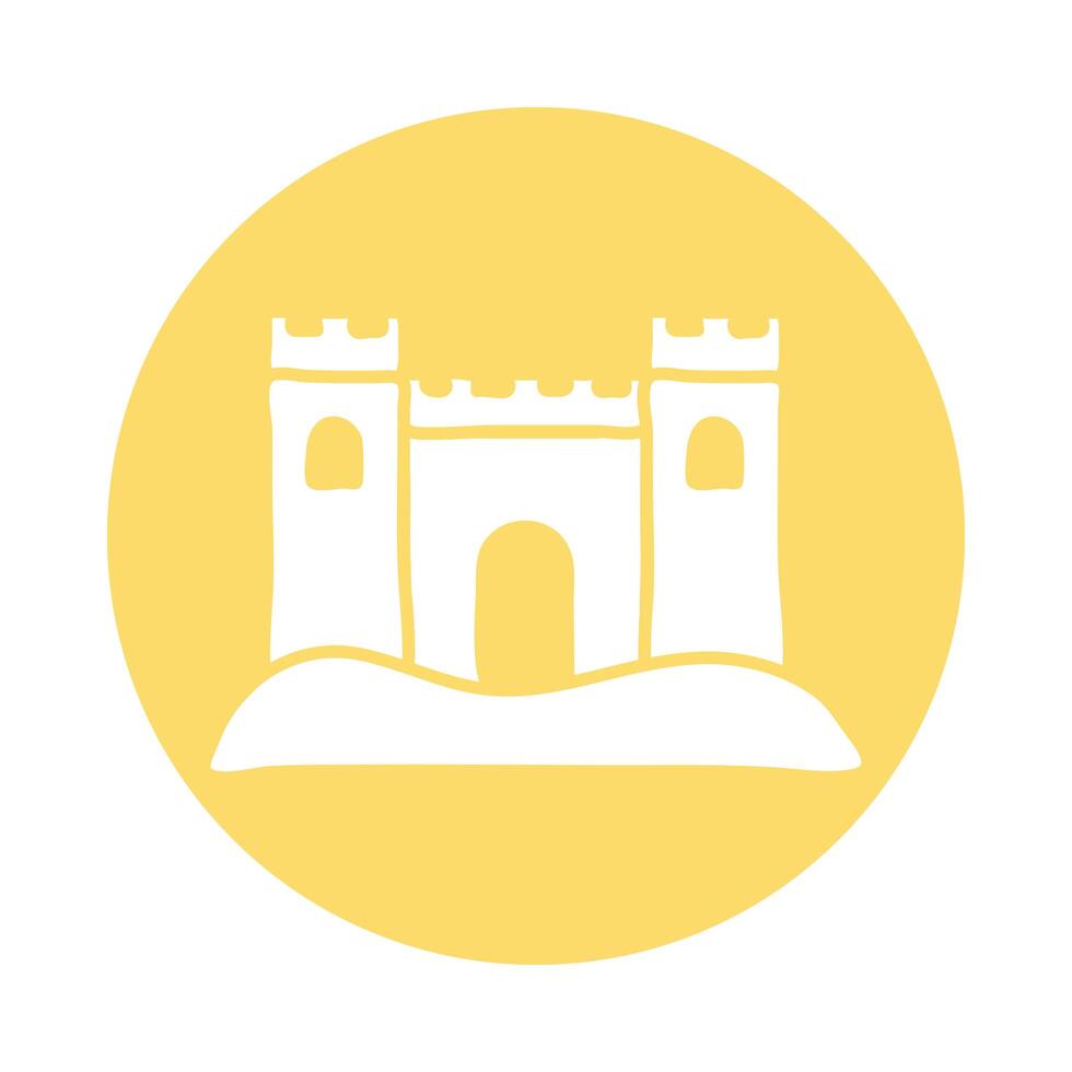 icono de estilo de bloque de castillo de arena vector