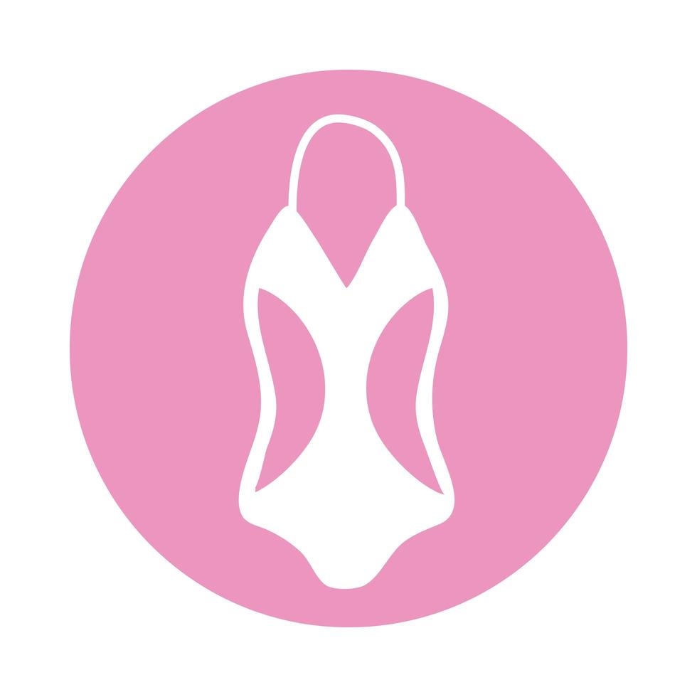 icono de estilo de bloque de traje de baño femenino vector