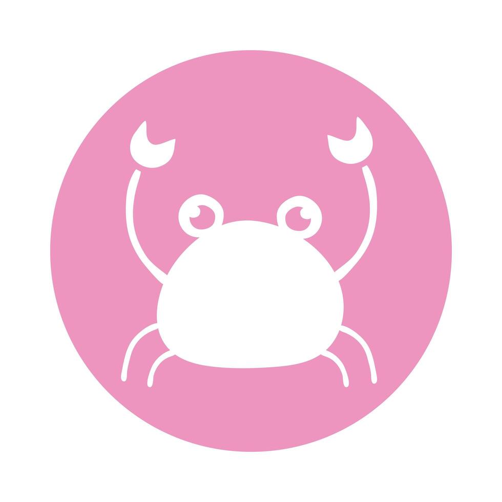 crab sea animal block style icon vector