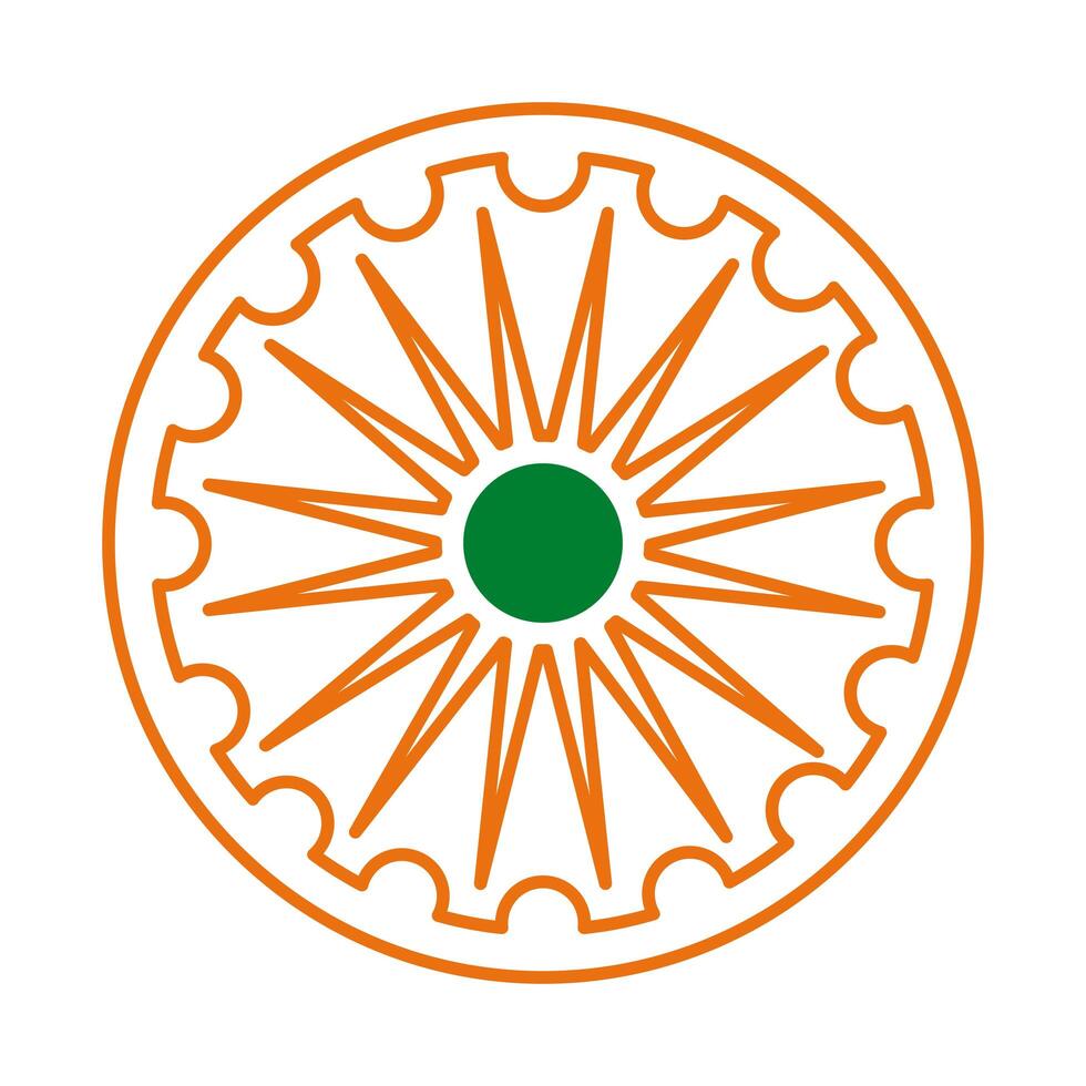 icono de estilo de línea del día de la independencia india de ashoka shakra vector