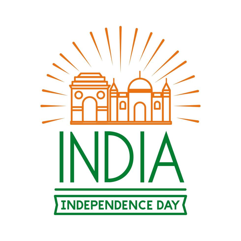 Independece day india celebration with line style icon vector