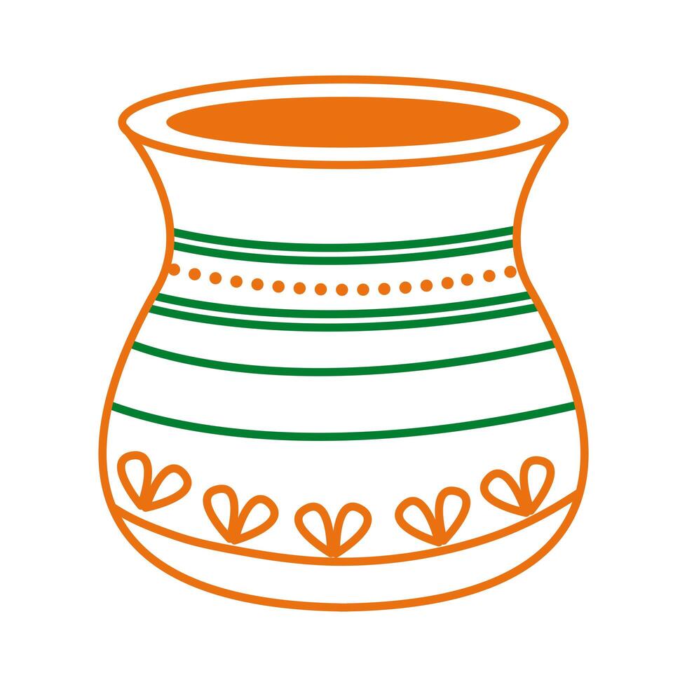 ceramic jar hindu line style icon vector