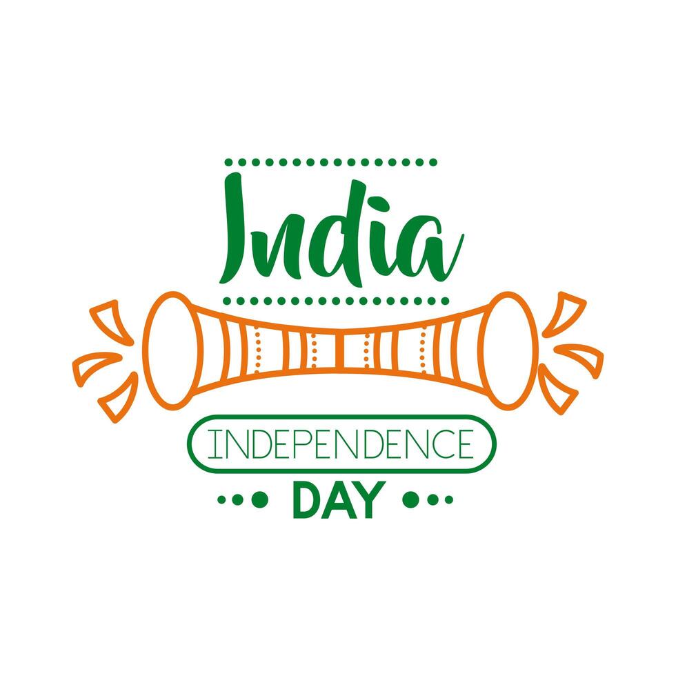 celebración del día de la independencia india con icono de estilo de línea de trompeta vector