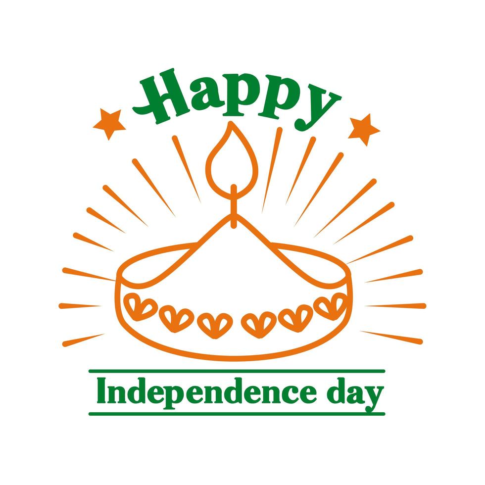 Independece day india celebration with candle line style icon vector