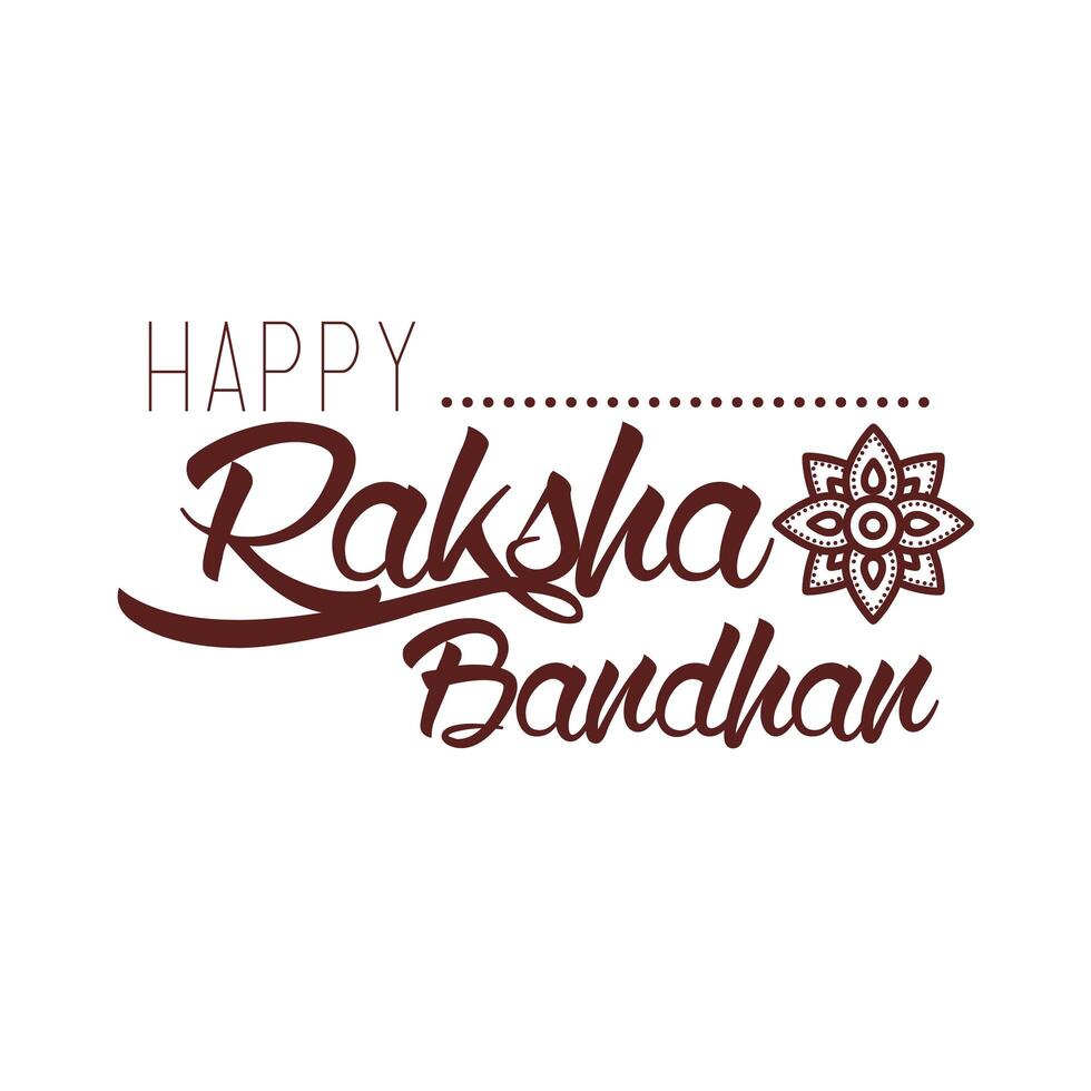 happy raksha bandhan celebration with lettering line style vector
