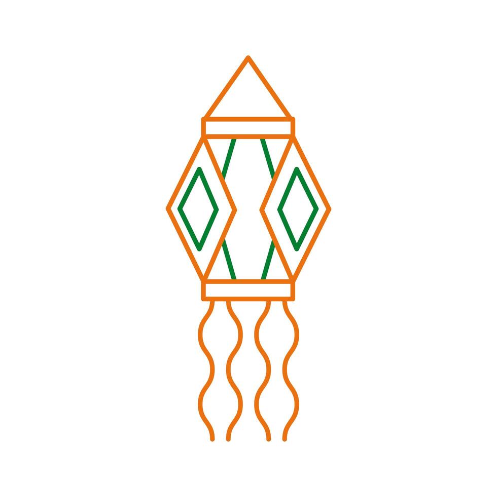 paper lamp hindu hanging line style icon vector