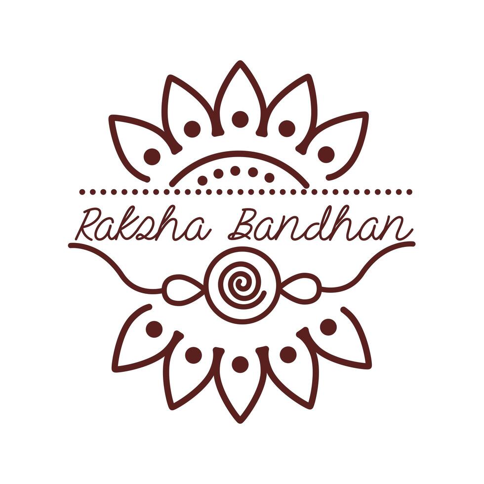 happy raksha bandhan celebration with wristband line style vector