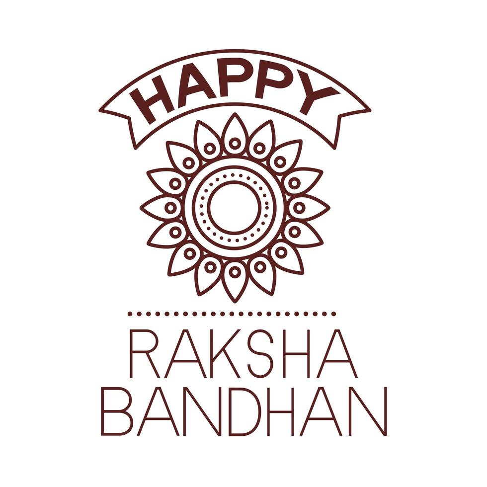 happy raksha bandhan celebration with flower decoration line style vector