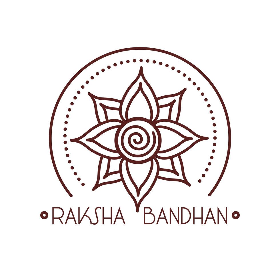 happy raksha bandhan celebration with flower decoration line style vector