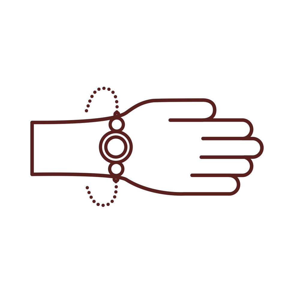 happy raksha bandhan celebration with hand using wristband line style vector