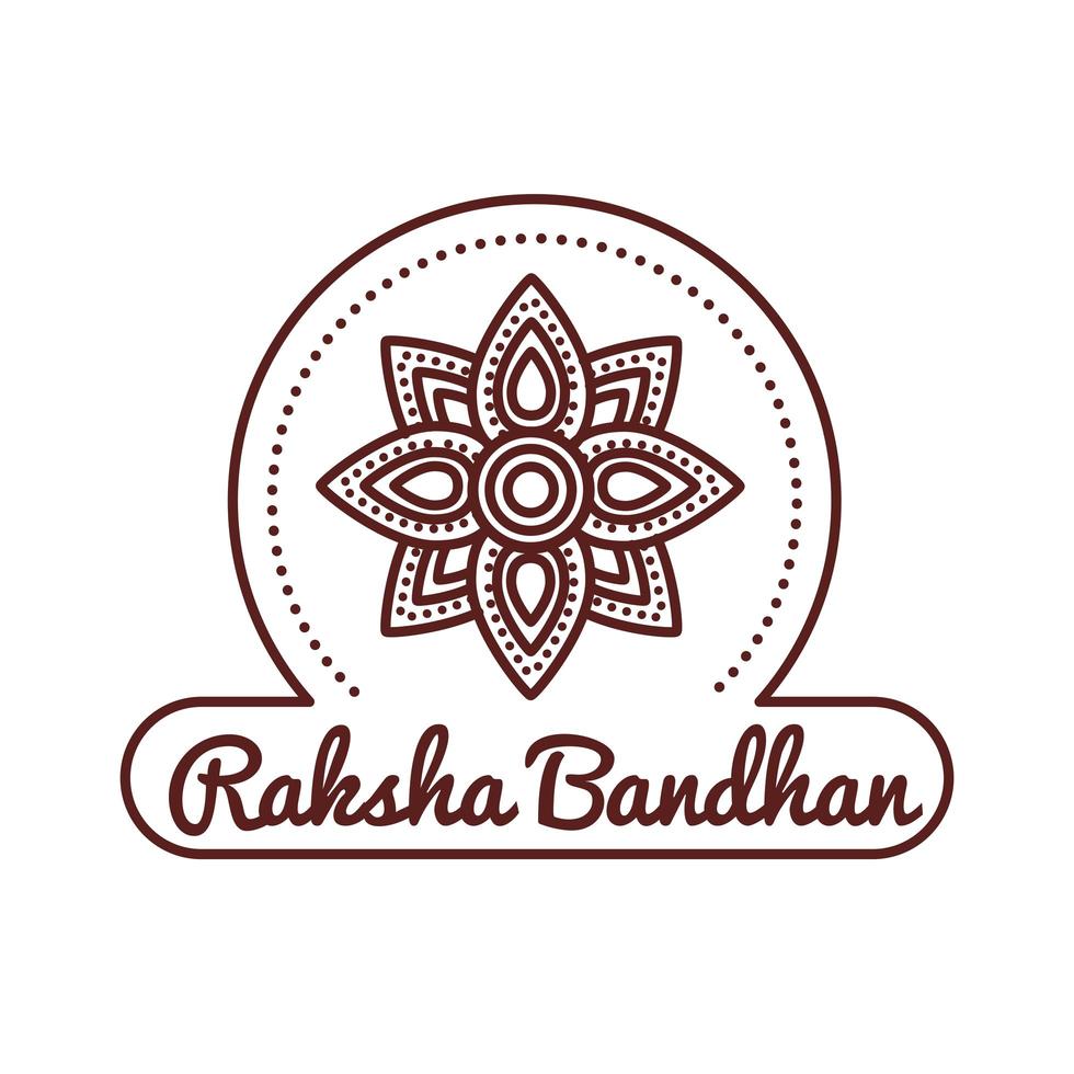 happy raksha bandhan celebration with flower decoration line style vector