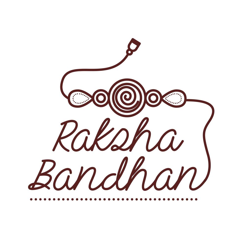 happy raksha bandhan celebration with wristband line style vector
