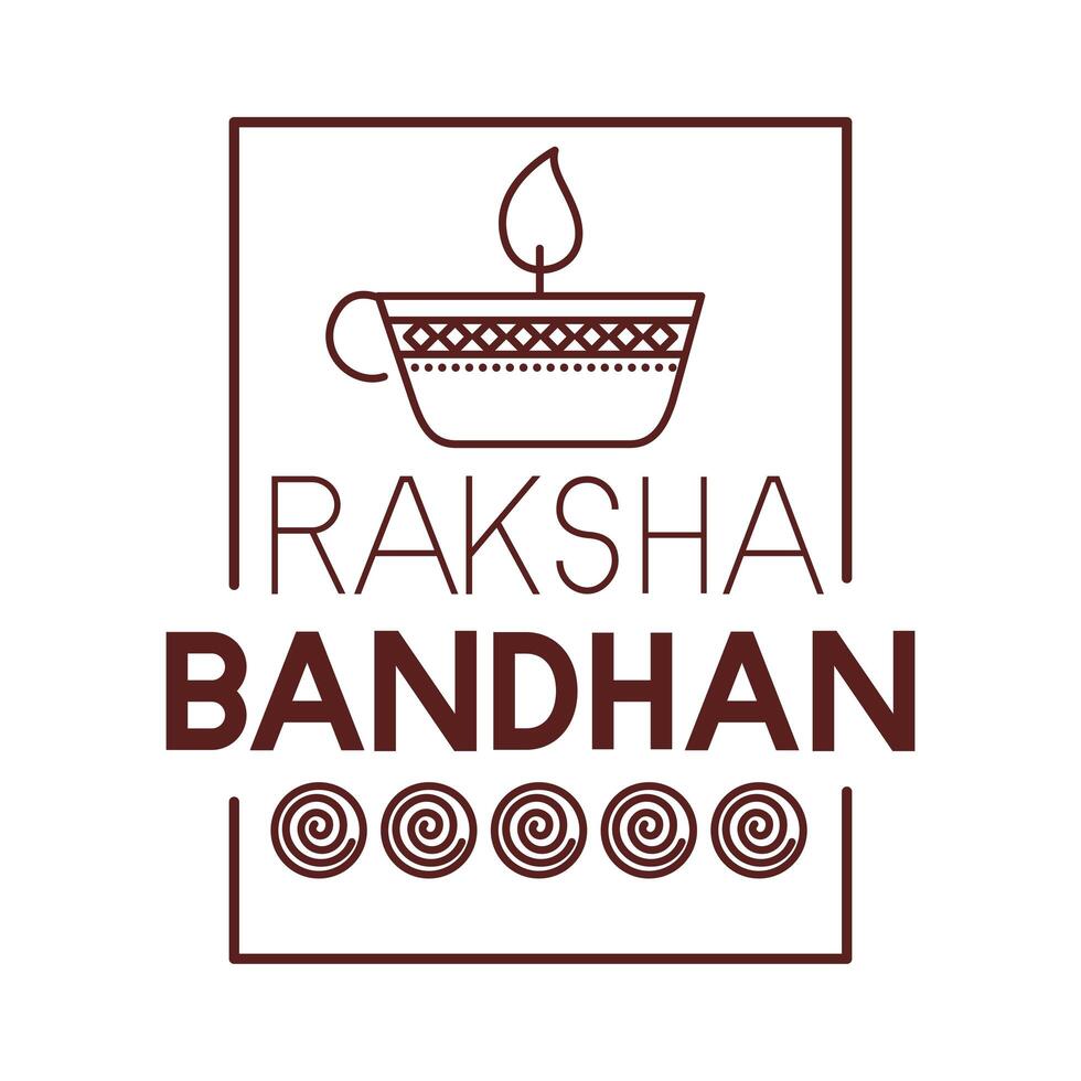 happy raksha bandhan celebration with lamp light line style vector