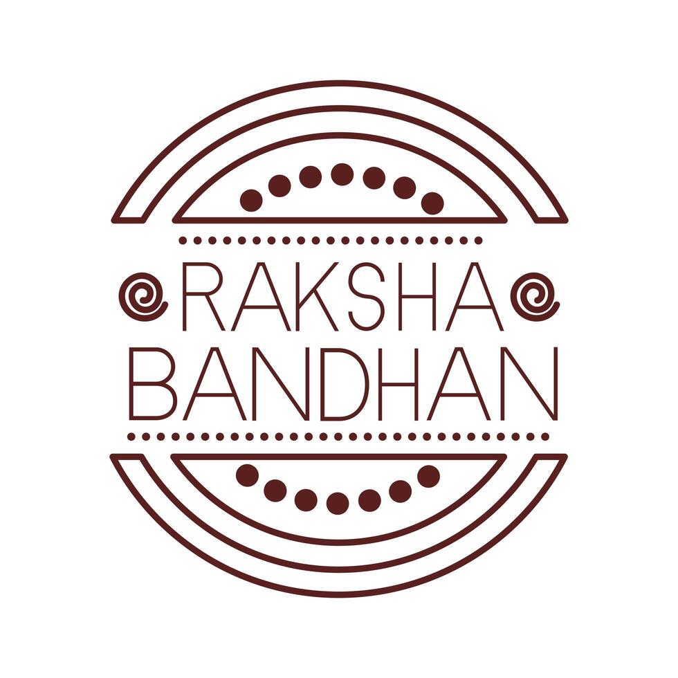 happy raksha bandhan celebration with lettering line style vector