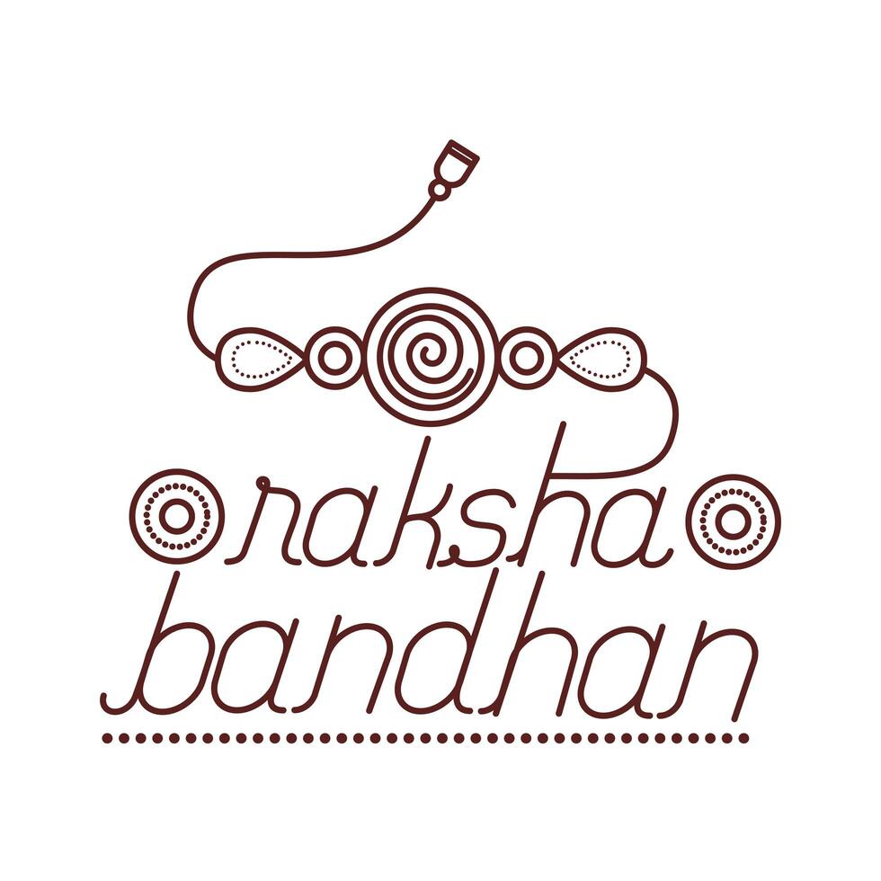 happy raksha bandhan celebration with wristband line style vector