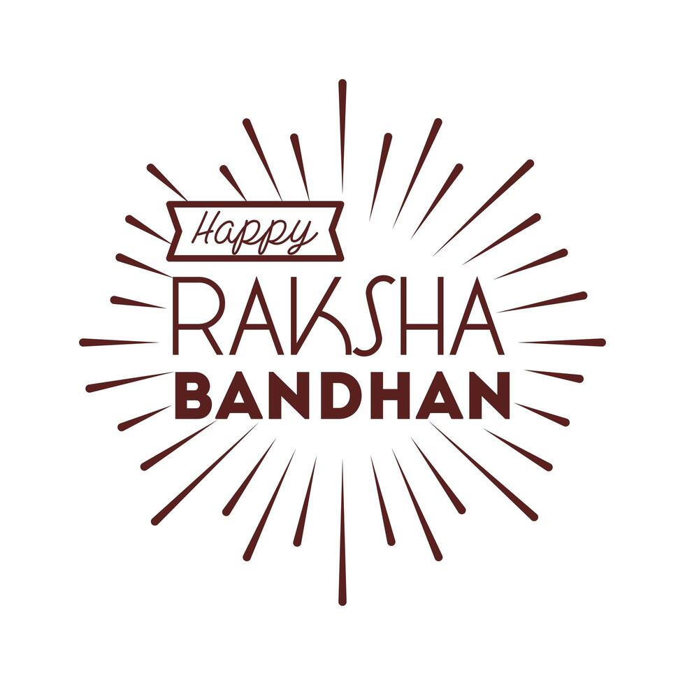 happy raksha bandhan celebration with lettering line style vector