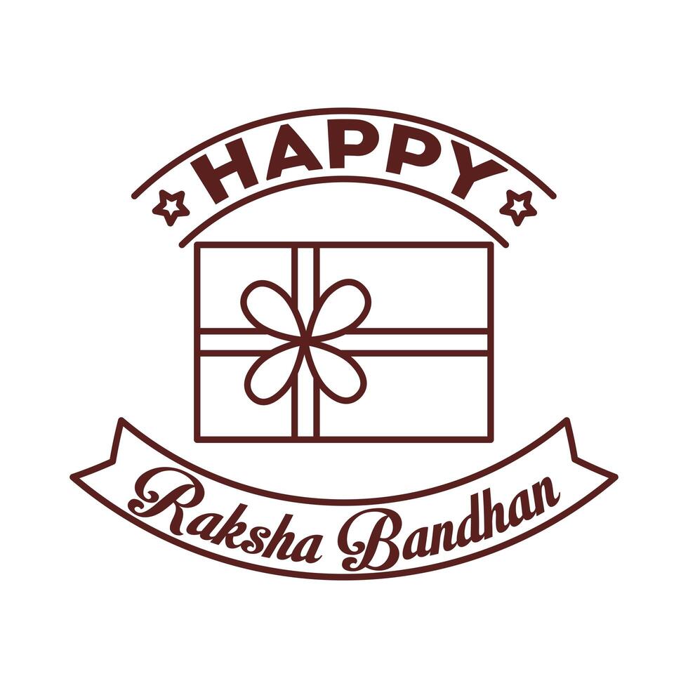 happy raksha bandhan celebration with gift line style vector