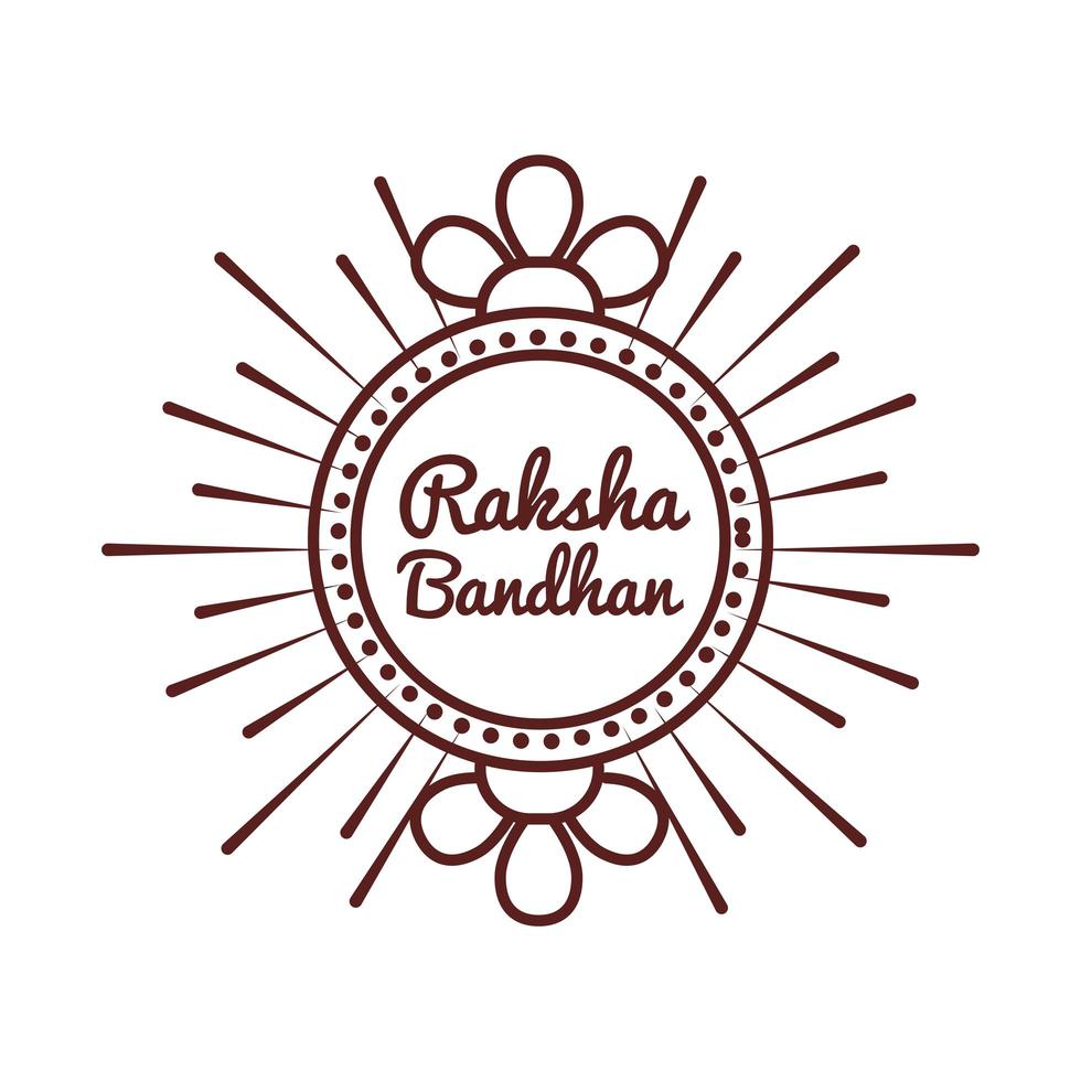 happy raksha bandhan celebration with circular frame line style vector
