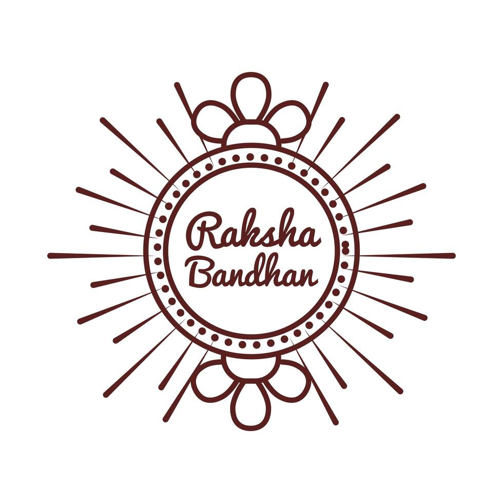 happy raksha bandhan celebration with circular frame line style vector