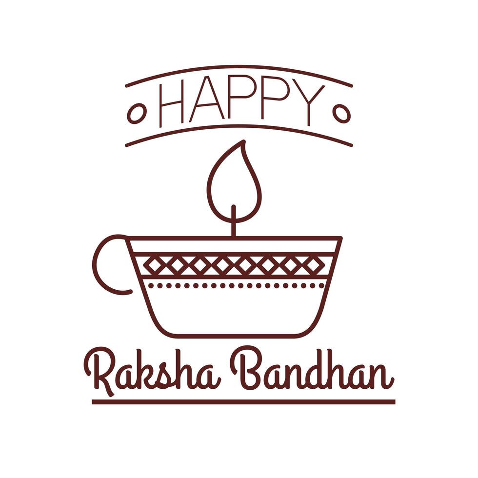 feliz celebración raksha bandhan con estilo de línea de luz de lámpara vector