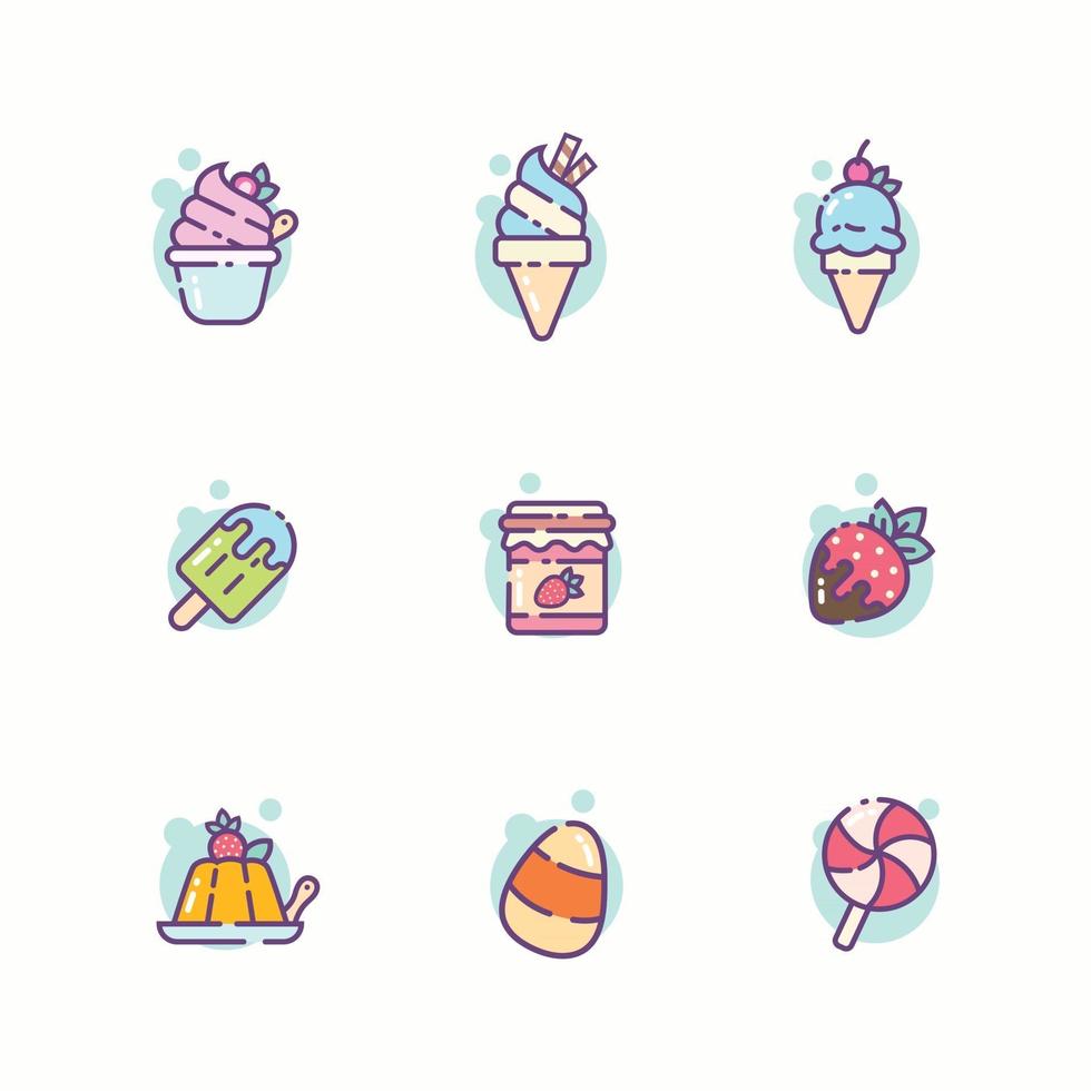 Set of Sweet Treats Icon vector
