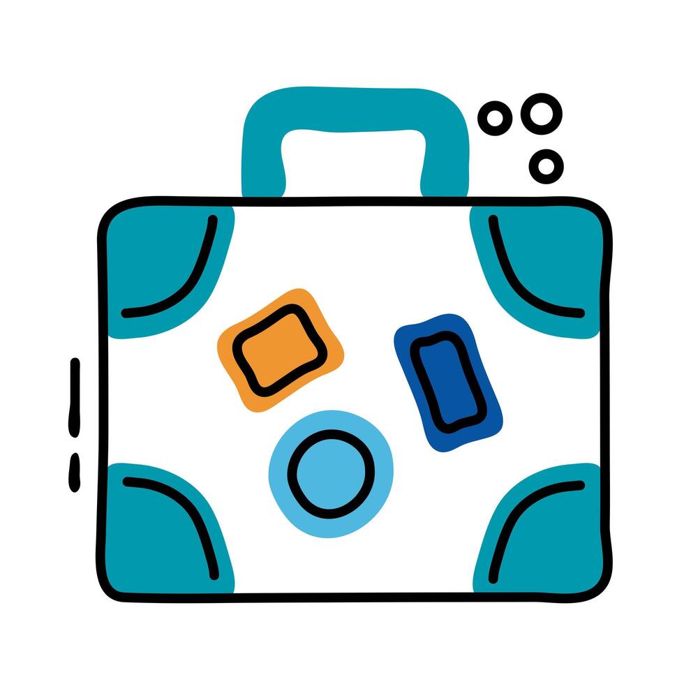 suitcase travel line and fill style icon vector