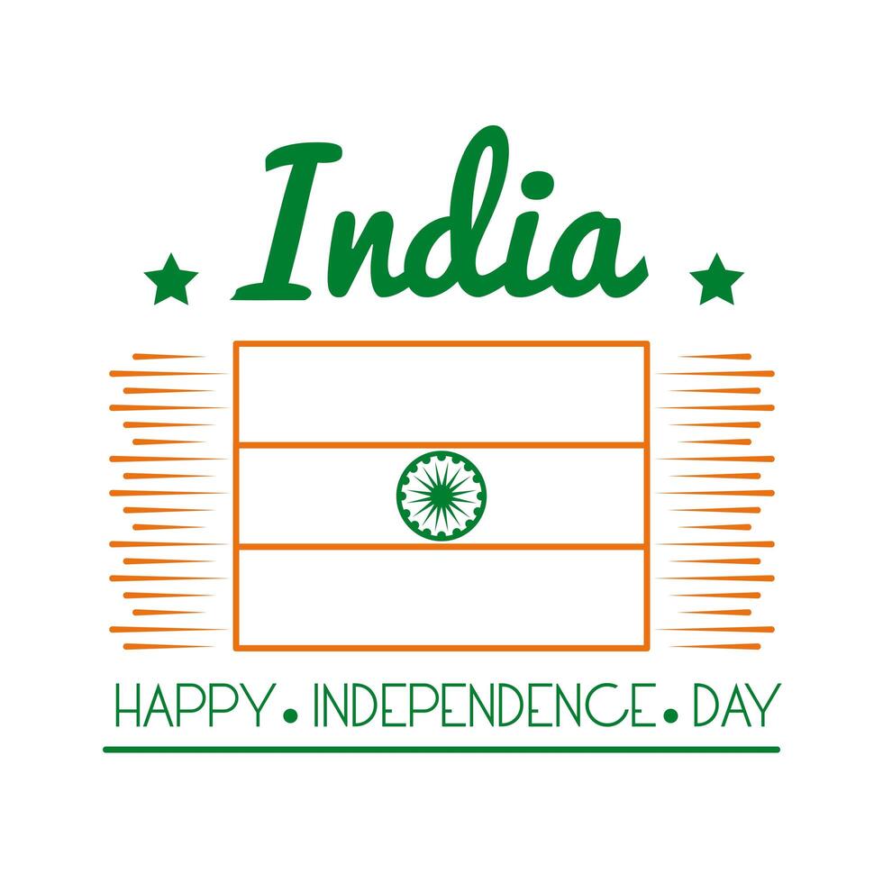 Independece day india celebration with flag line style icon vector