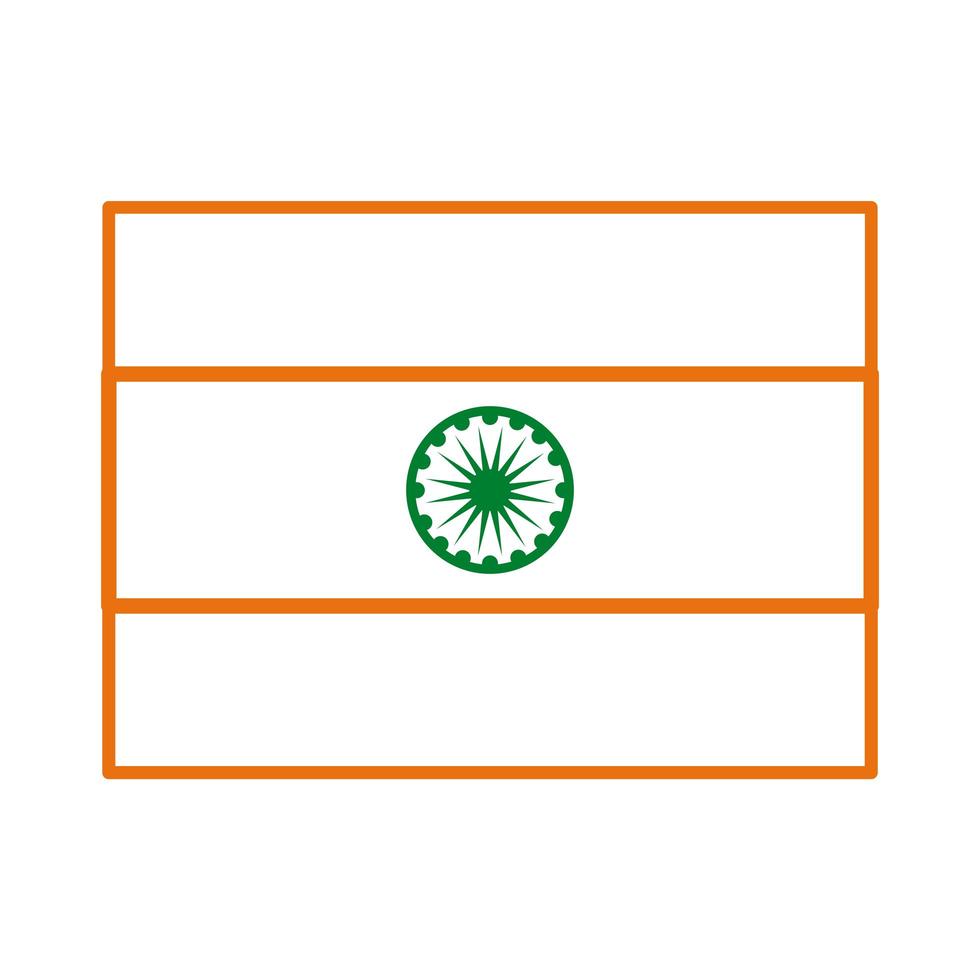 día de la independencia india celebración bandera icono de estilo de línea vector